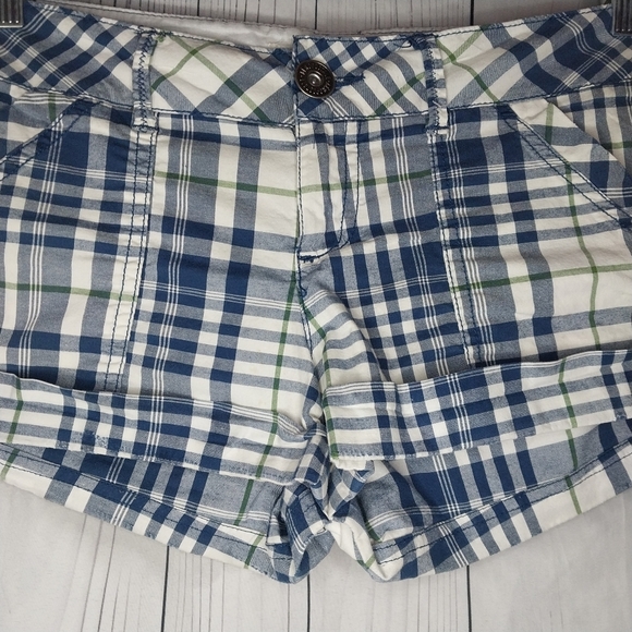 Aeropostale Stretch Plaid Blue and White Women's Y2K  Shorts - Picture 4 of 5